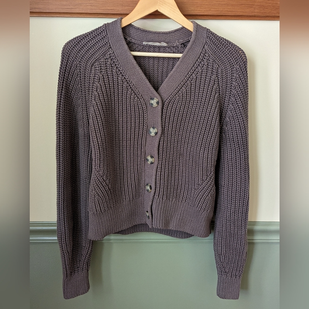 Everlane Texture Cardigan in Plum Grey (size S)